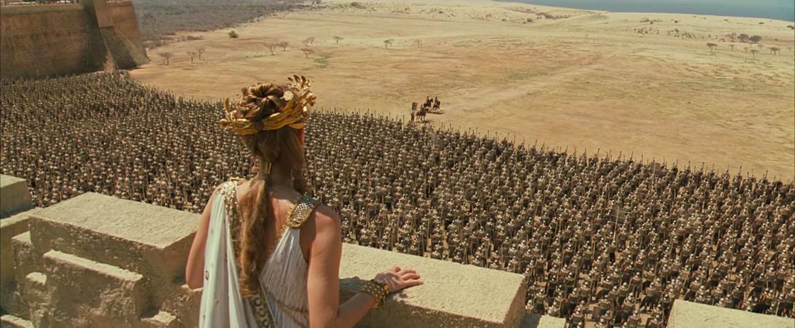 Troy (2004): from the walls, the sea and the Greek ships drawn up on the shore. The film gets this distance right. But look from the same spot today and there is only farmland.